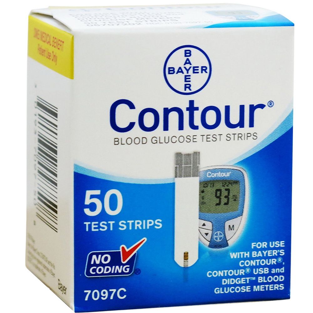 CONTOUR® Blood Glucose Test Strips, Medicare, Yellow, 50ct  (A4253)