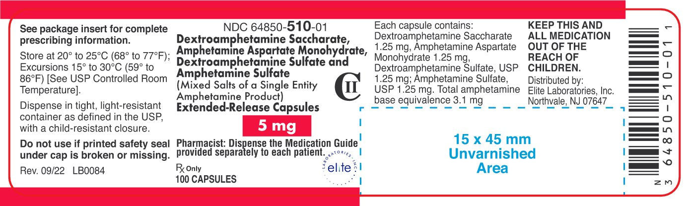 Dextroamphetamine Sulfate and Amphetamine Sulfate ER Capsules 5mg 100ct (CII)