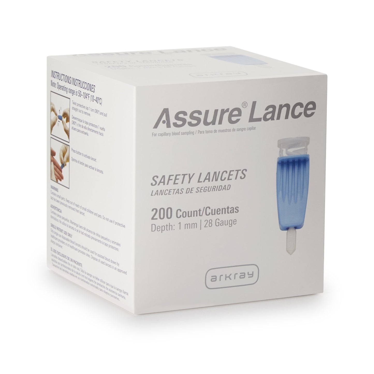 Assure® Lance Low Flow Safety Lancet, 28g x 1mm, Light Blue