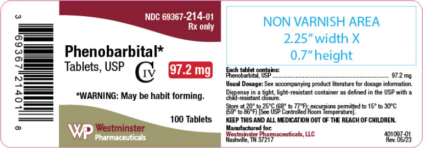 Phenobarbital USP 97.2mg Tablets 100ct (CIV)