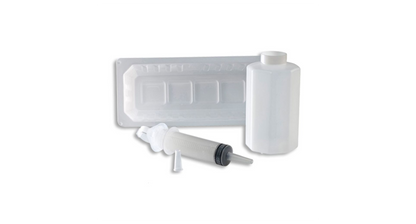 Dover Irrigation Tray with Piston Syringe, Tray Includes: 1200 ml Outer Basin Tray, 500 ml Plastic Graduate, 60 ml Bulb Syringe, Towel, Antiseptic Wipe