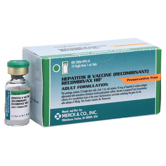Recombivax-HB Hepatitis B Adult Injectable SDV 1mL 10/Pk