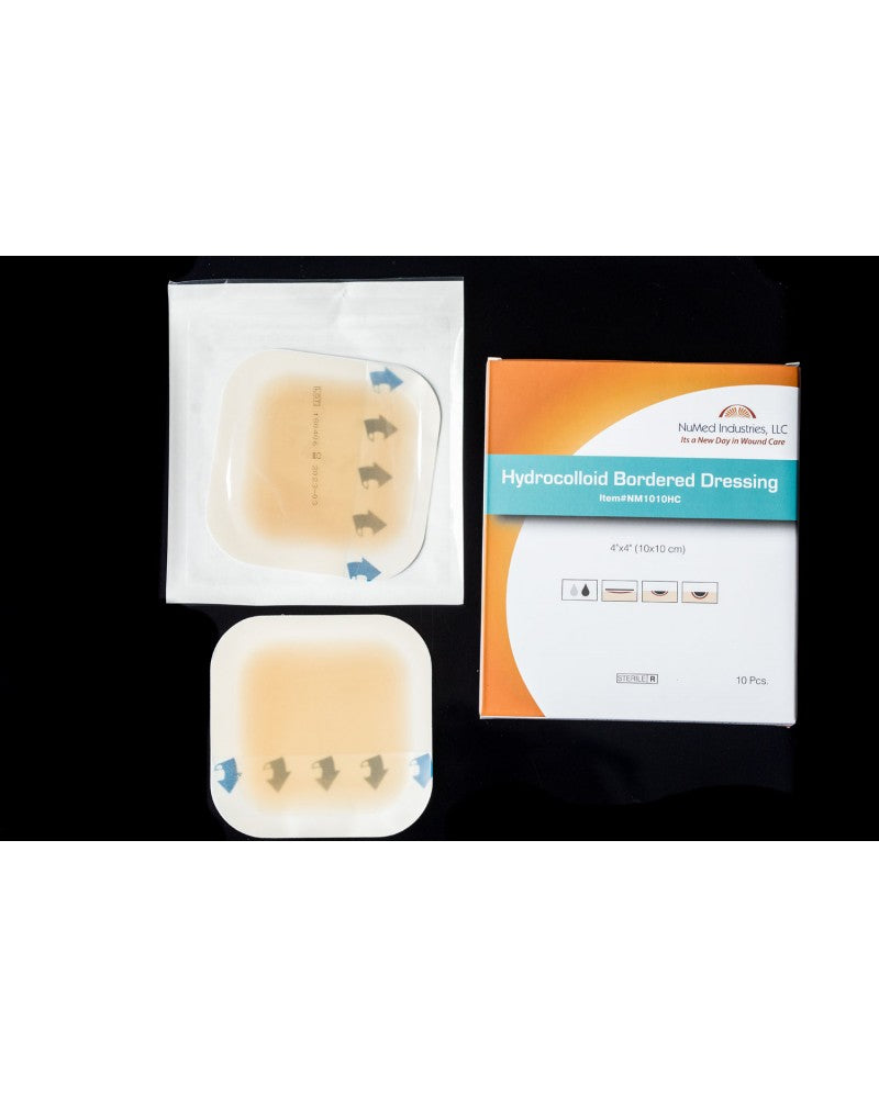 NuMed Hydrocolloid Bordered Dressing 4" x 4", 10/Bx, 20 Bx/Cs