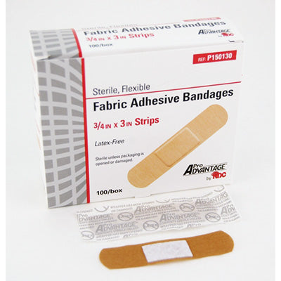 Fabric Strip Adhesive Bandages, Latex-Free, 3/4" x 3"