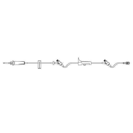 SafeDAY™ IV Administration Set, 15 drops/ml, Priming Volume: 18.5mL, 106" L, Universal Spike, Roller & Side Clamp, Needle Free Access Points 87" & 14" Above Distal End