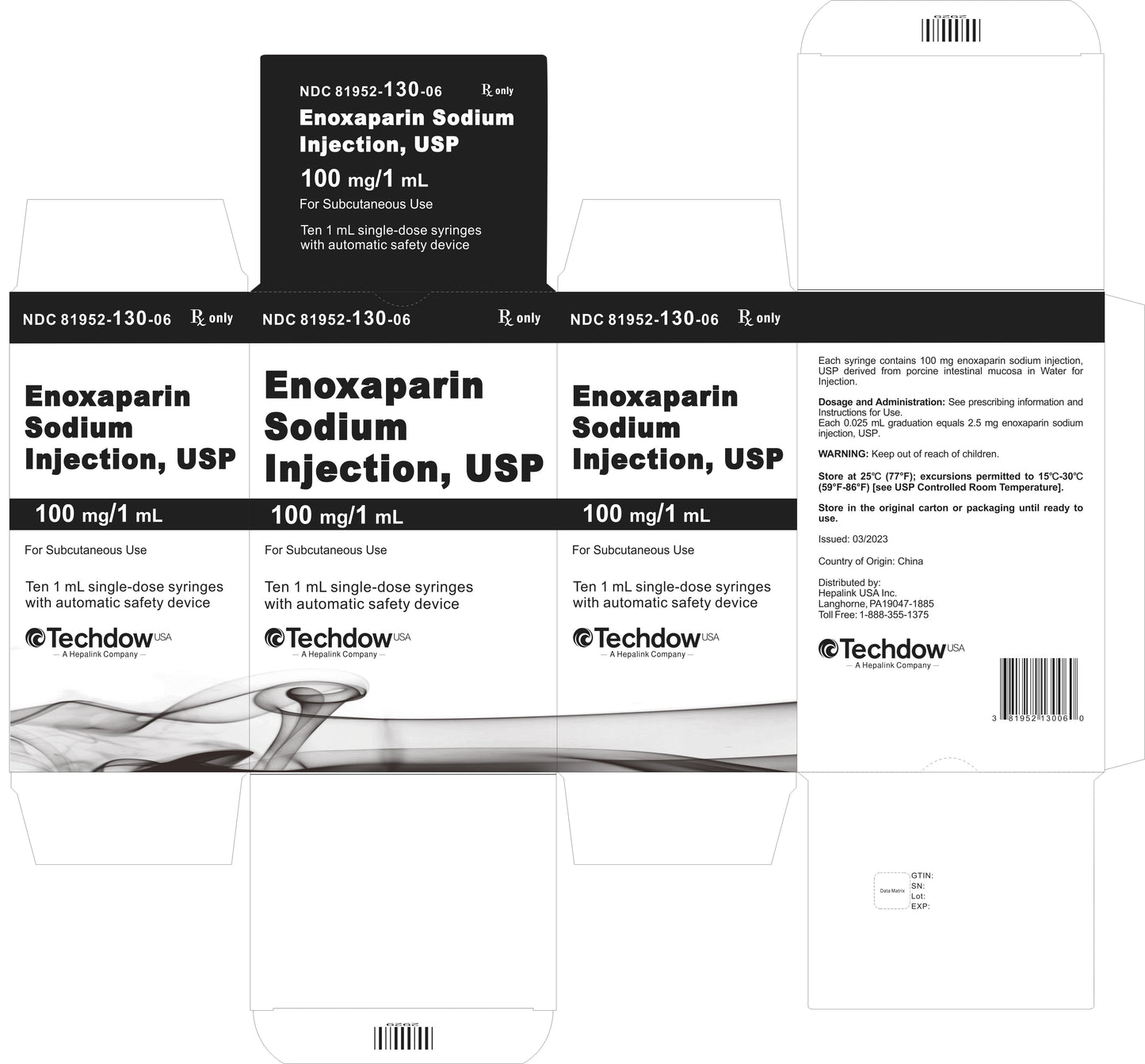 Enoxaparin Sodium 100mg/1mL Prefilled Syringe 10/pack