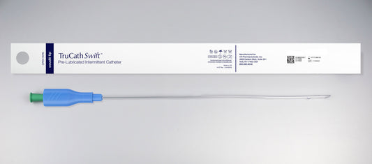 TruCath Swift™ Pre-lubricated Intermittent Catheter, 16 FR, 16'' Length TruProtect® Grip Coude