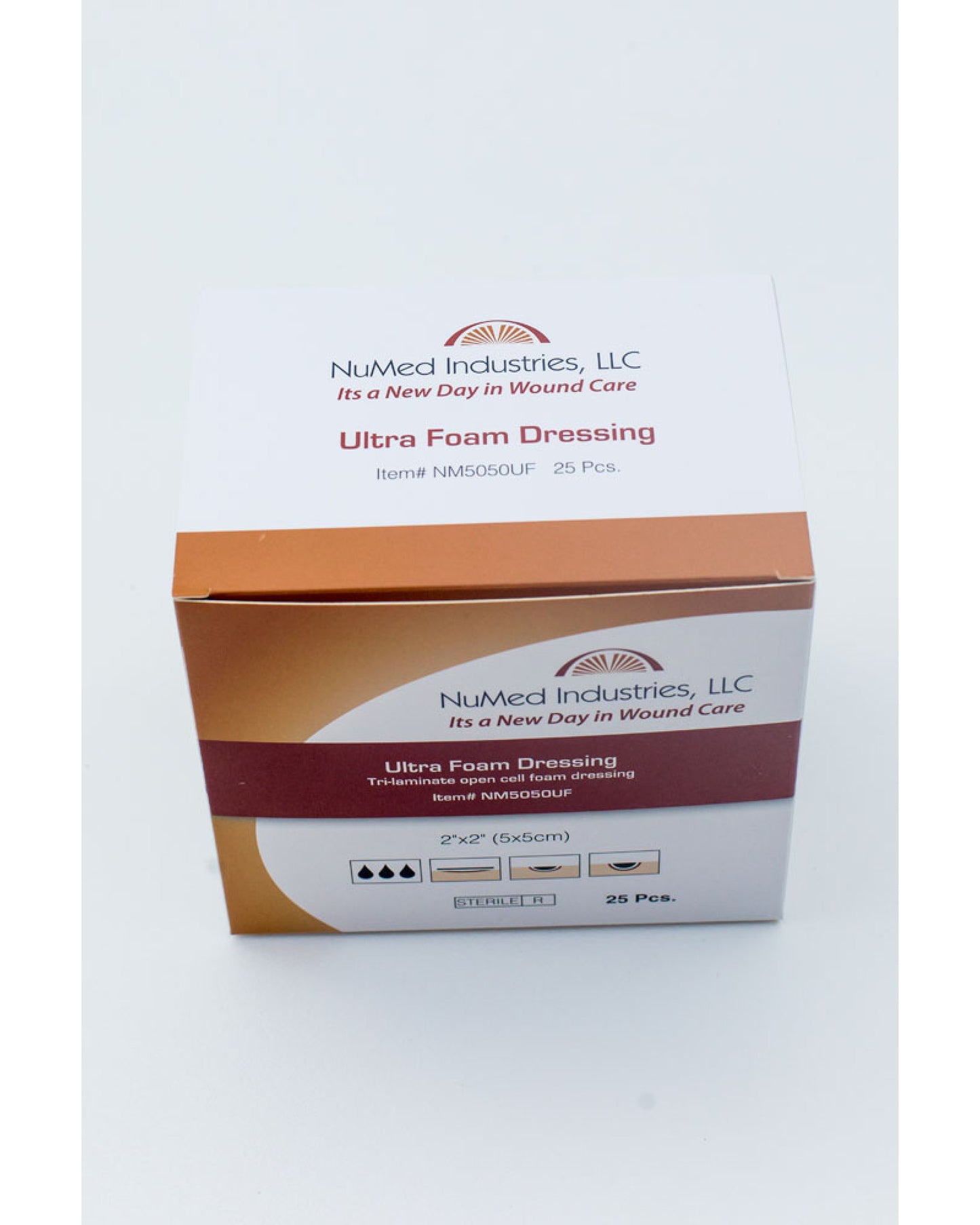 NuMed Ultra Foam Dressing 2' x 2", 25/Bx, 24 Bx/Cs