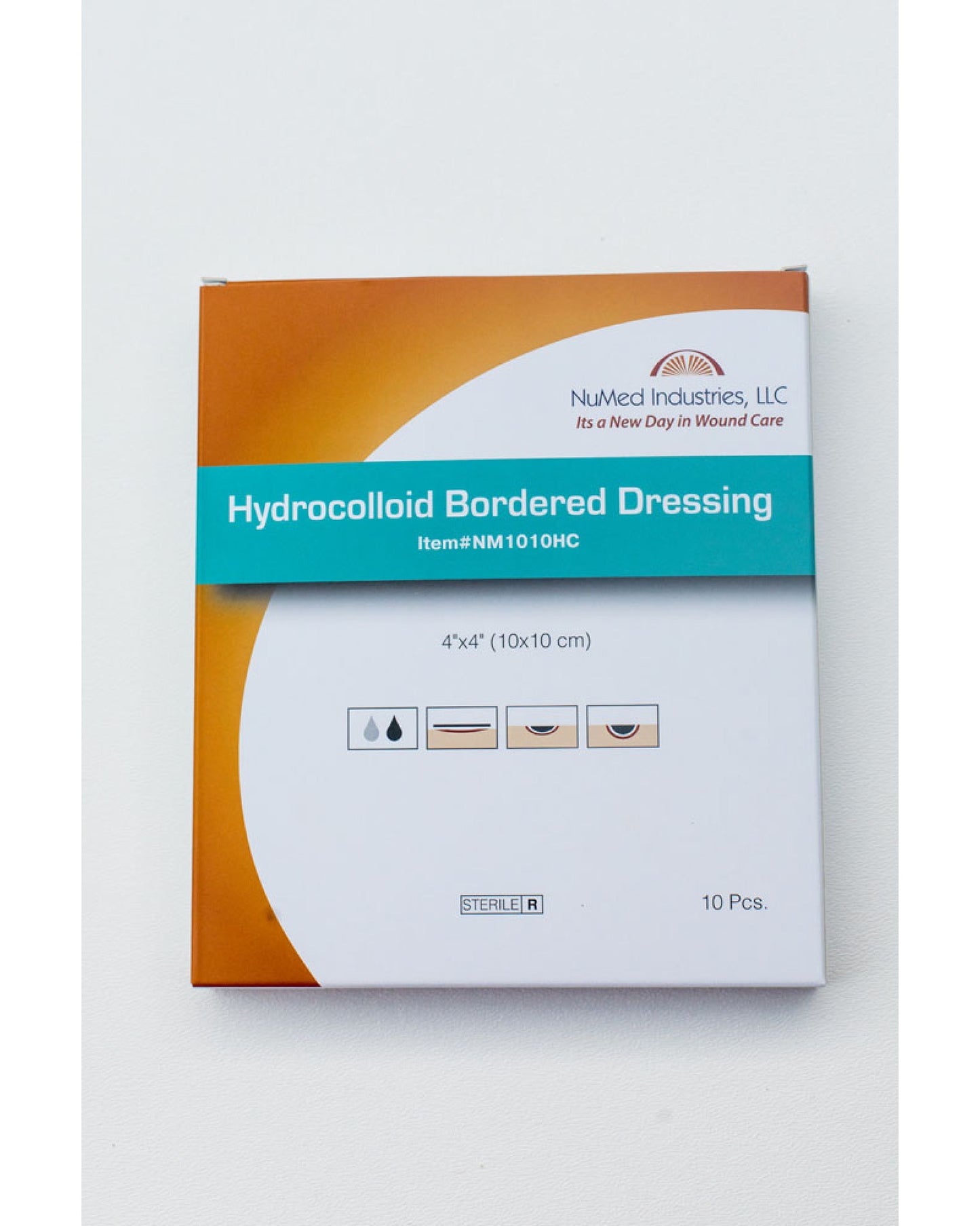 NuMed Hydrocolloid Bordered Dressing 4" x 4", 10/Bx, 20 Bx/Cs