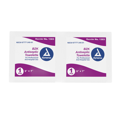 BZK Antiseptic Towelettes, 5" × 7"