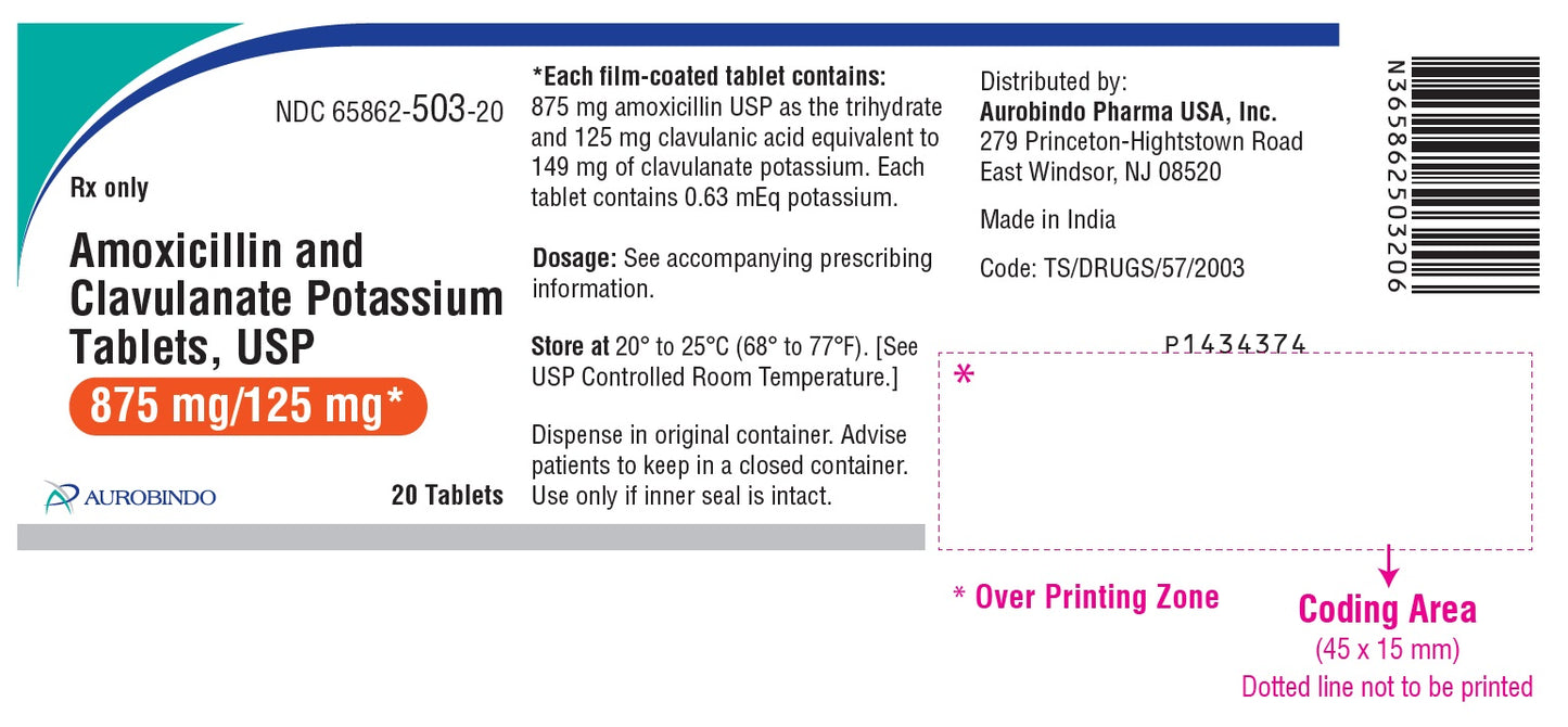 Amoxicillin-Clavulanate Potassium 825mg/125mg Tablets 20ct