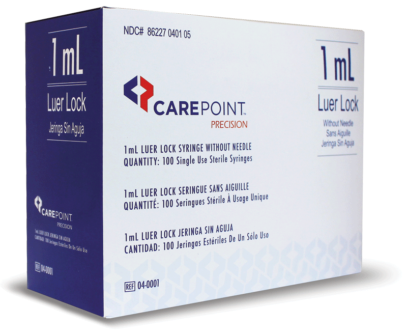 CarePoint™ Syringe, Luer Lock Without Needle, 1 ML