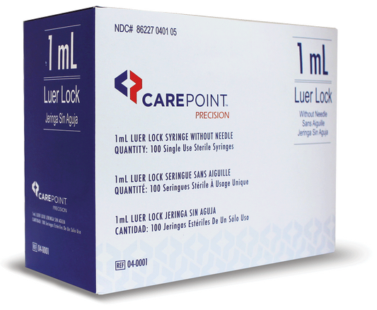 CarePoint™ Syringe, Luer Lock Without Needle, 1 ML