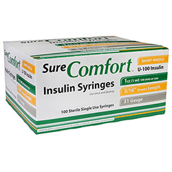 SureComfort™ Insulin Syringes, 1cc, 31G x 5/16"