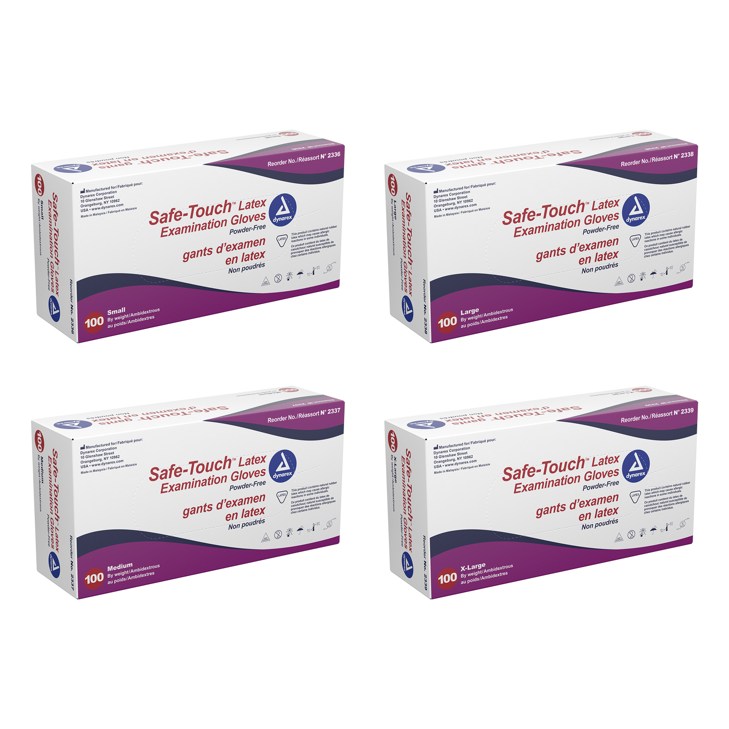 Safe-Touch® Latex Exam Gloves, Powder-Free, Large
