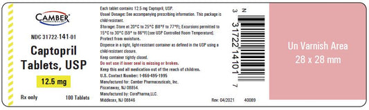 Captopril 12.5mg Tablets 100 ct