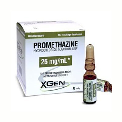 Promethazine HCI Injection, USP, 25mg/mL,1mL amp, 25 Ampules