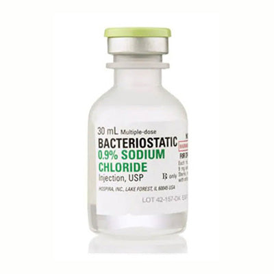 Bacteriostatic 0.9% Sodium Chloride Injection, 30mL, 25 Multi-Dose Fliptop Vials