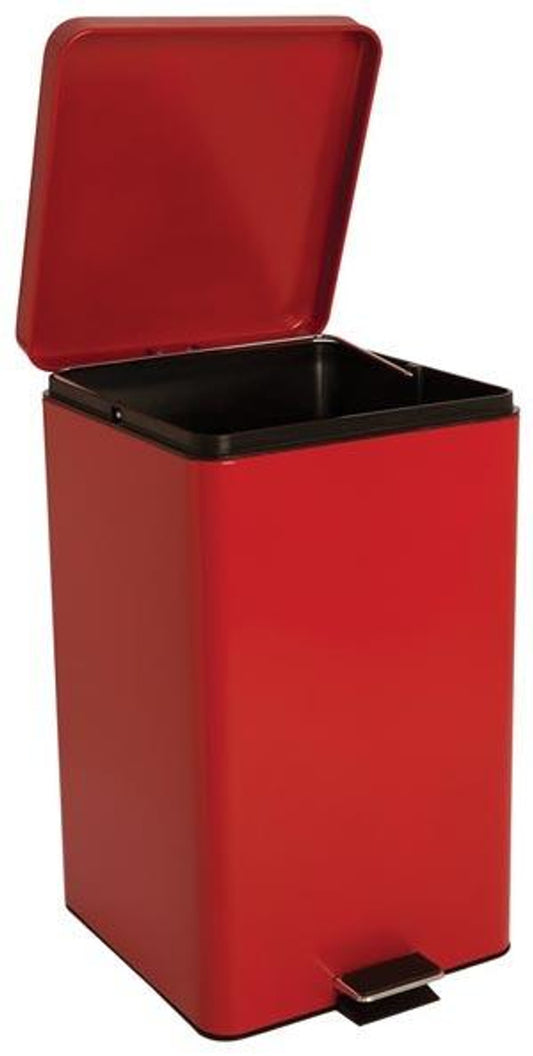 Square Steel Waste Can, 32 Qt, Red