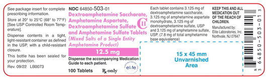 Dextroamphetamine Sulfate and Amphetamine Sulfate Tablets 12.5mg 100ct (CII)