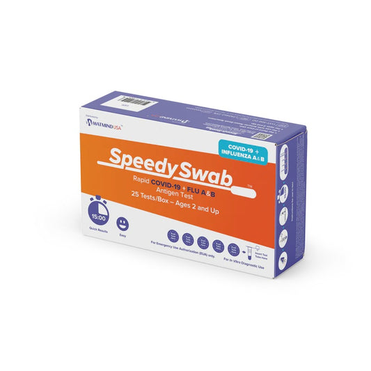 SpeedySwab¬™  Rapid COVID-19 + Flu A&B Antigen Test | 25 Tests (POC)