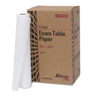 Crepe Exam Table Paper, 18" x 125 ft, White