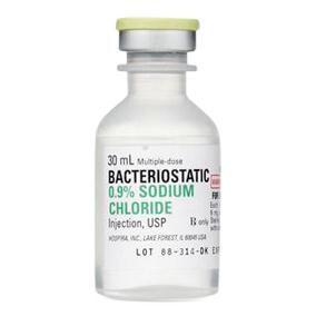 Sodium Chloride Bacteriostatic Injection 0.9% SDV 30mL/Ea (Repack)