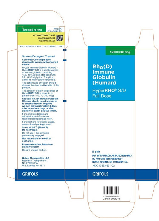 HyperRHO Inj. 1500u/mL Full Dose Prefilled Syringe 1mL 1/Pk