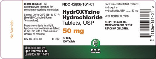 Hydroxyzine HCL 50mg Tablets 100ct