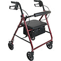ProBasics Aluminum Rollator with Padded Seat and 6" Wheels, Burgundy