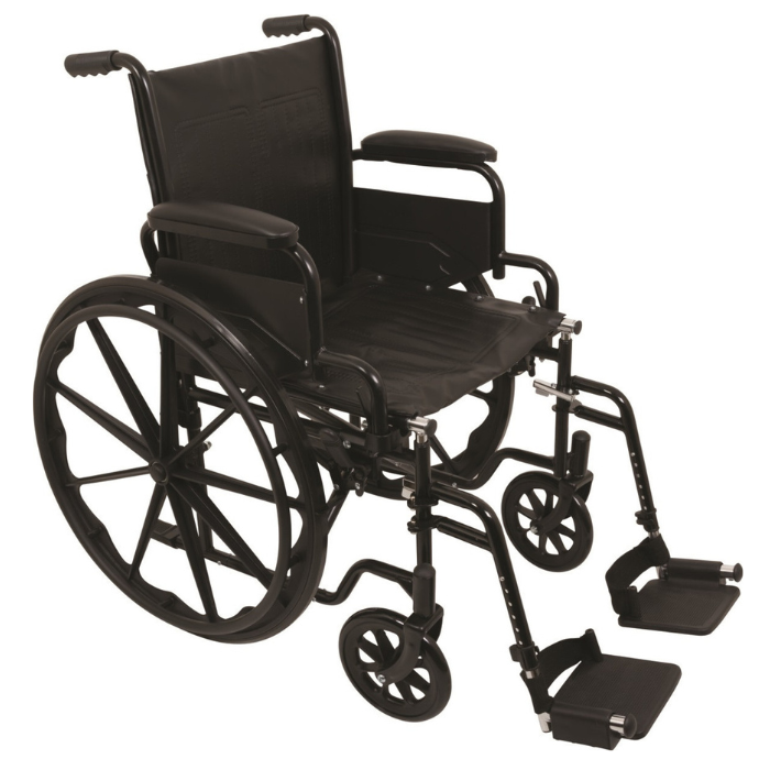 ProBasics K1 16" Lightweight Wheelchair, Flip-Back Desk Length Arms, Swing-Away Footrest