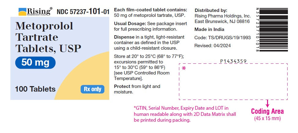 Metoprolol Tartrate 50mg Tablets 100ct