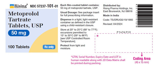 Metoprolol Tartrate 50mg Tablets 100ct