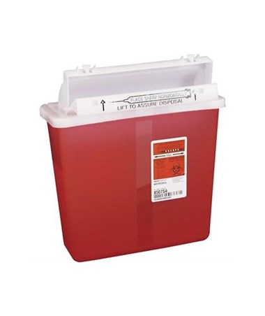 Sharpstar™ In Room Sharps Container w/Counterbalance Door, 5qt, Red, 12 1/2"H x 5 1/2"D x 10 3/4"W