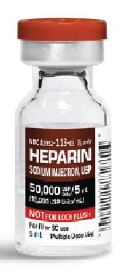 Heparin Sodium Inj. 50,000 USP units/5mL MDV, 25/pack