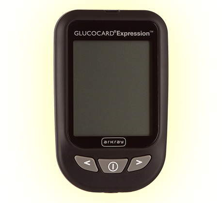 GLUCOCARD® Expression™ Audible Blood Glucose Monitoring System, Promo, Meter, 2 Alkaline AAA Batteries, User & Quick Reference Guide, Carrying Case, Self-testing Logbook
