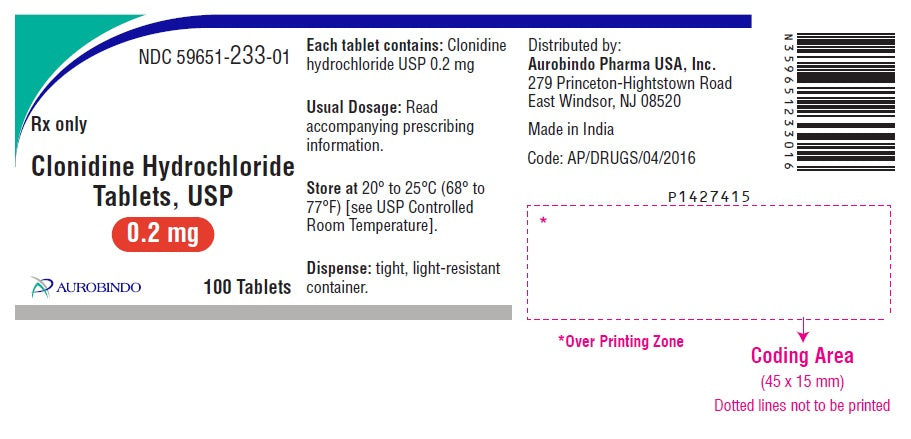 Clonidine HCL 0.2mg Tablets 100ct