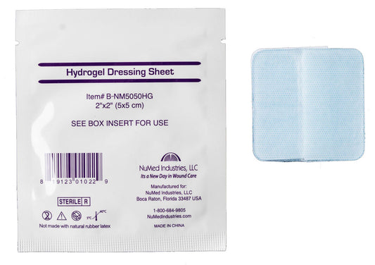 NuMed Hydrogel Dressing Sheet 2" x 2", 12/Bx, 30 Bx/Cs