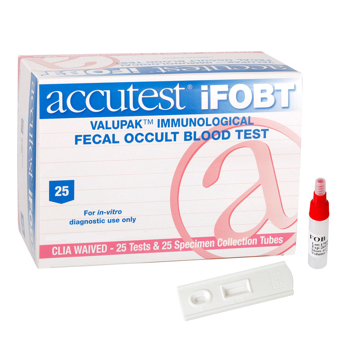 Accutest® ValuPak™ IFOBT with 25 Single-Well Test and 25 Collection Tubes w/Buffer Reagent & Instructions