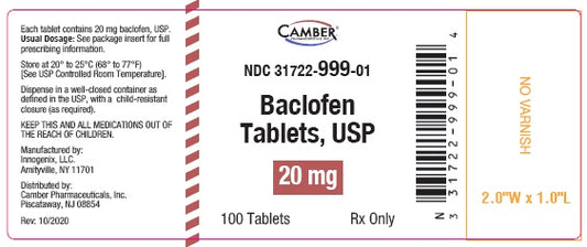 Baclofen 20mg Tablets 100ct