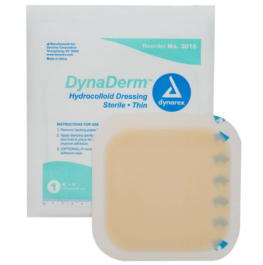 DynaDerm Hydrocolloid Thin Dressing, 6" x 6"