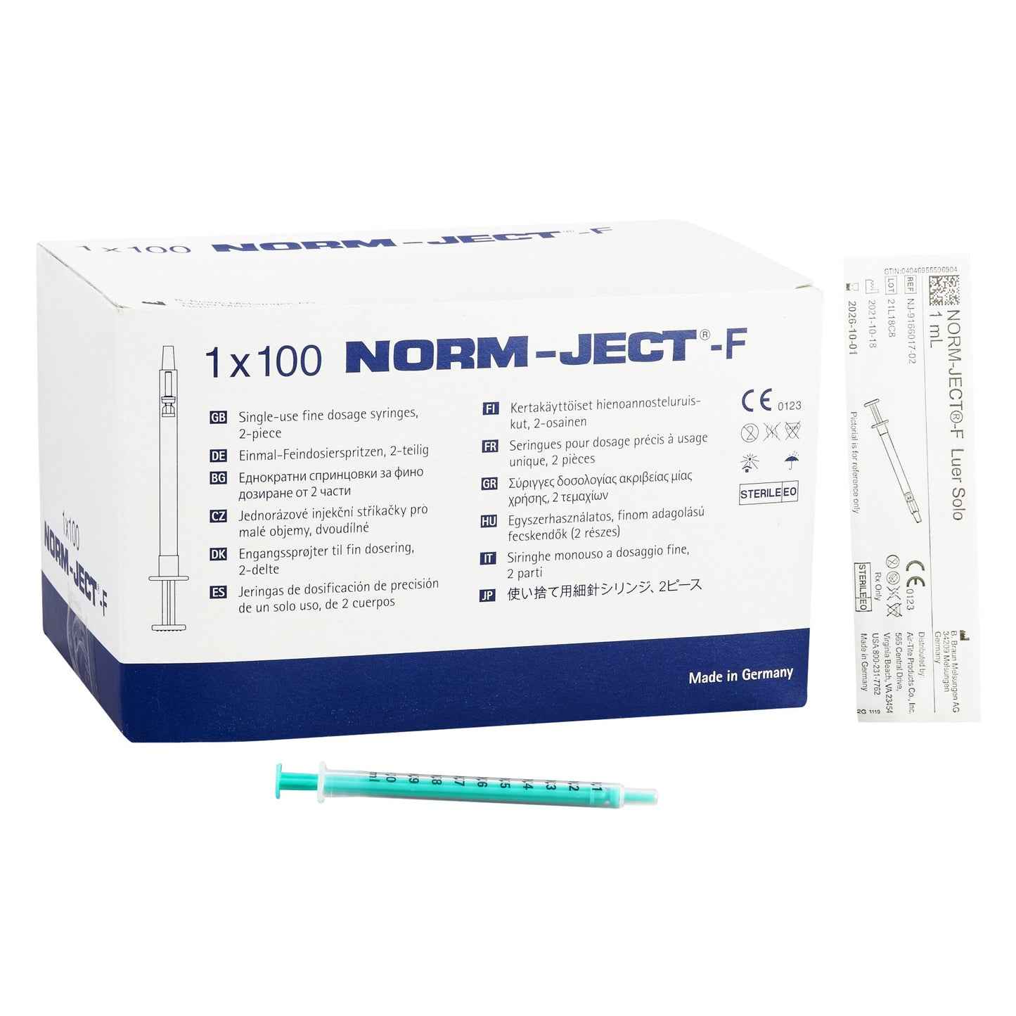 Norm-Ject® 1mL Specialty Syringe, Individual Pack Luer Slip Tip