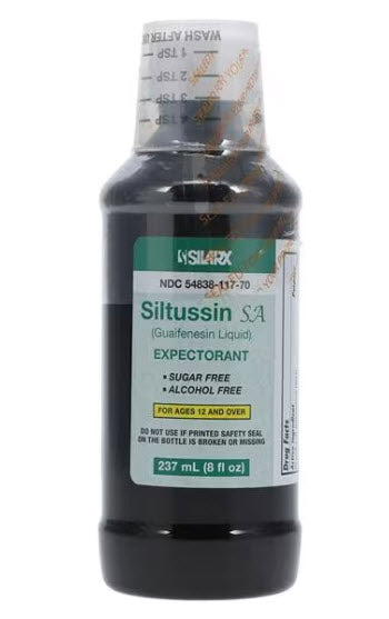 Siltussin SA Syrup Expectorant, Sugar Free, Alcohol Free, 237 mL (8 fl oz)