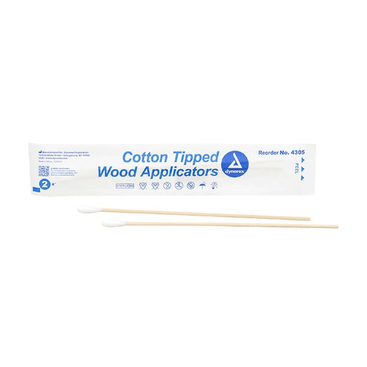 Cotton Tipped Wood Applicator, 6", 2/PK, Sterile