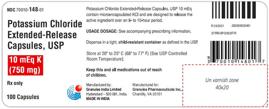 Potassium Chloride ER 10 mEq K 750mg Capsules 100ct