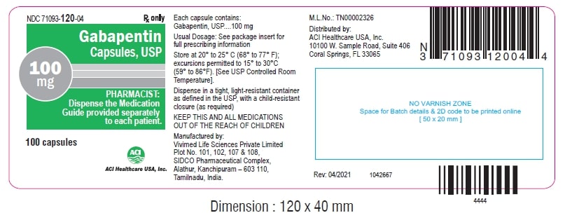 Gabapentin 100mg Capsules 100ct