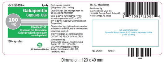 Gabapentin 100mg Capsules 100ct