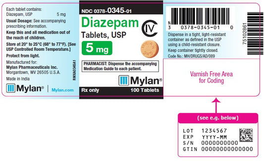 Diazepam 5mg Tablet 100ct (CIV)