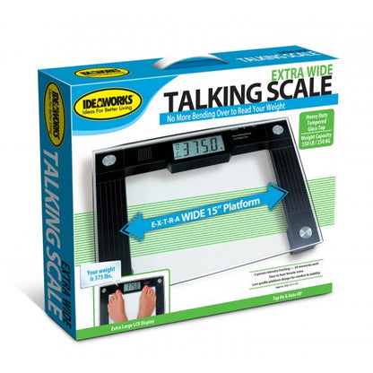 Extra Wide Talking Digital Scale with Glass Platform, 550lb Capacity