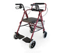 Roscoe Transport Rollator with Fold Down Footrests, Burgundy